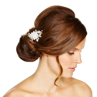 Cream fabric flower spray hair pin